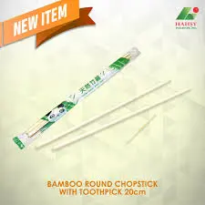 Bamboo Round Chopsticks w/ Toothpick (5 x 200mm) (Pack (60pcs))