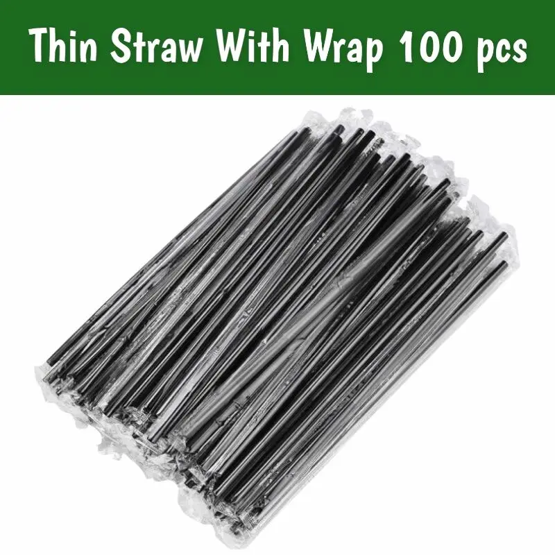 Thin Juice Straw 6*210mm (Individual) (Clear, 100pcs)