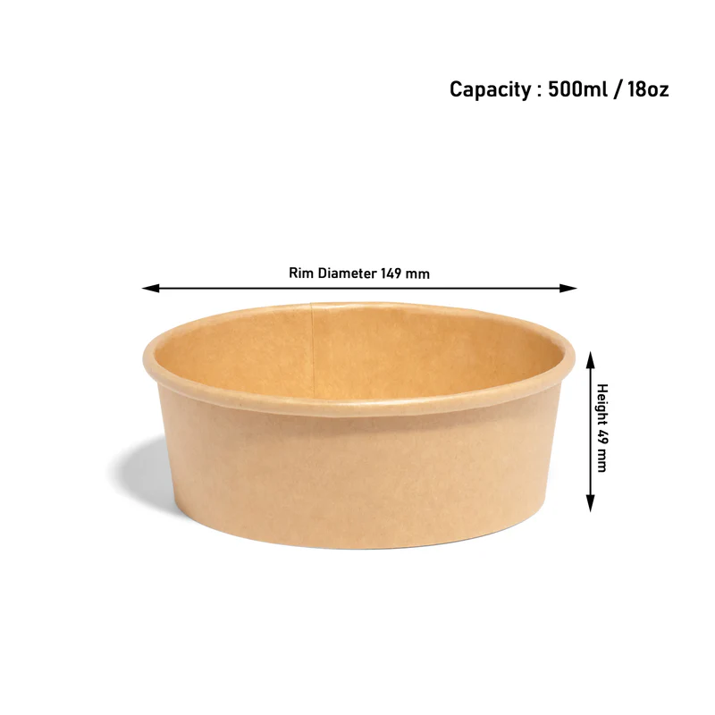 Round Salad Bowl (Kraft, 500mL, Pack (50pcs))
