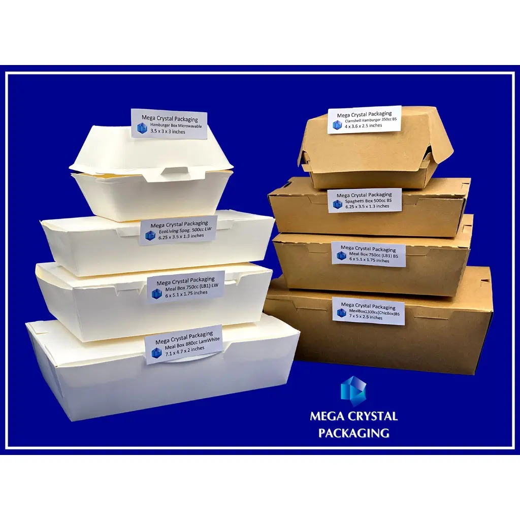 Eco Living Paper Wares (Spaghetti Box 500cc, Laminated White, Pack)