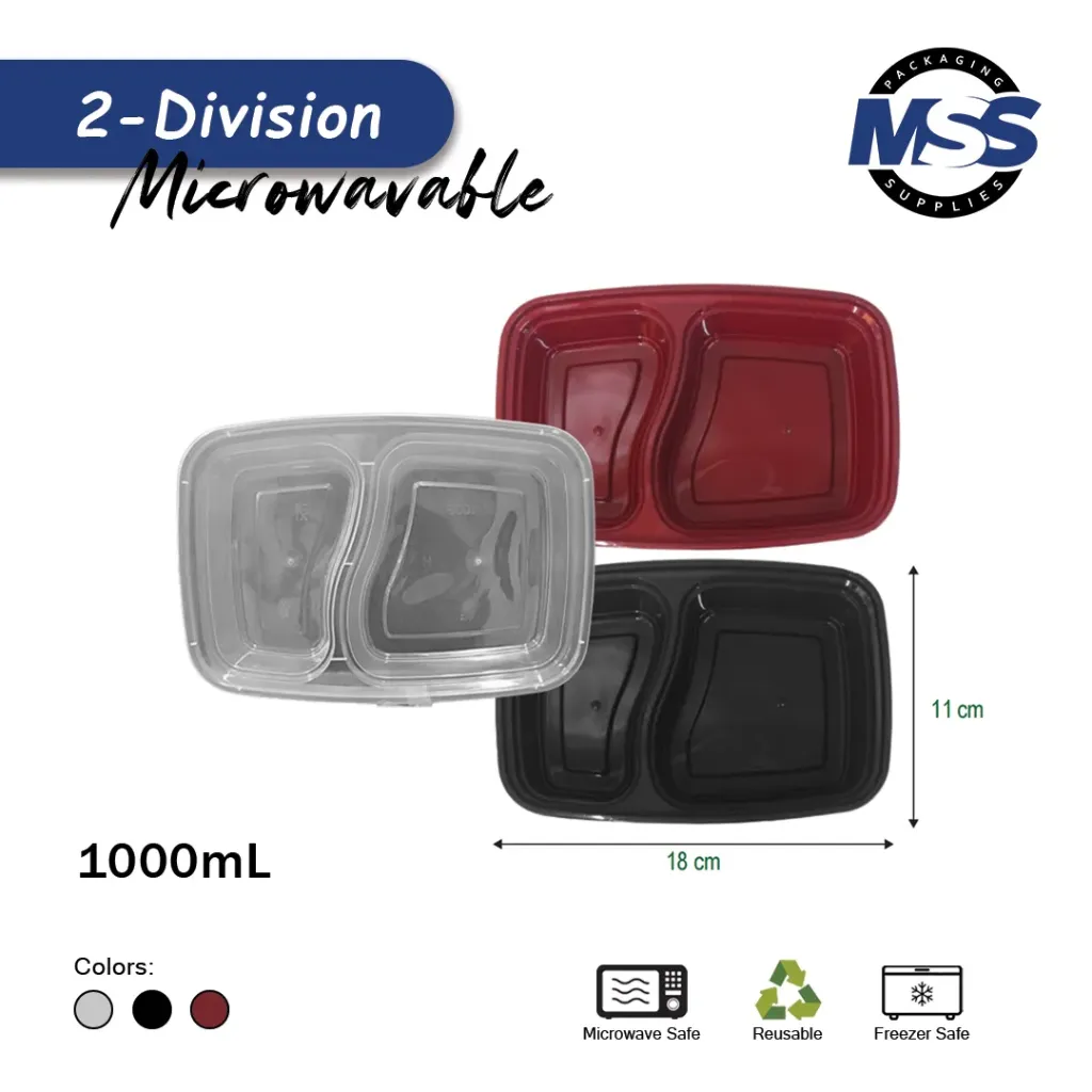 Trigem MW Lunch Box (Clear Body / Clear Lid, 2-Division, 10pcs)